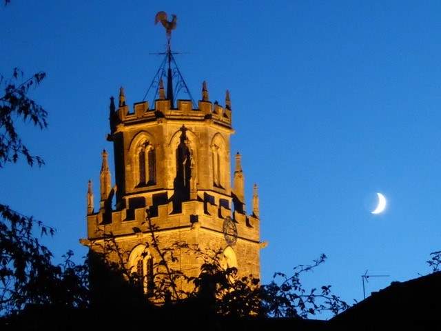 View of St Andrew's Church from the courtyard of the cottage.