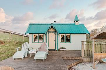 The lovely decking area is the perfect secluded spot for soaking up the Devonshire sunshine.