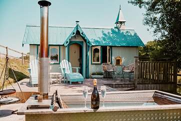 The dreamy wood-fired bathtub completes the unique experience of a stay at Brownscombe Tabernacle.