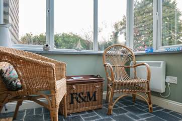 Enjoy views overlooking the garden.