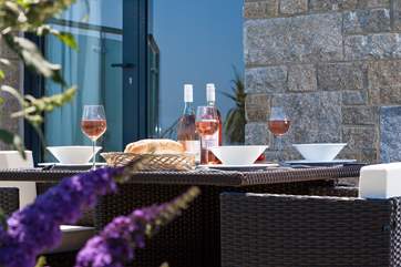 The terrace is the perfect spot for cheese and of course a delicious glass of chilled wine.