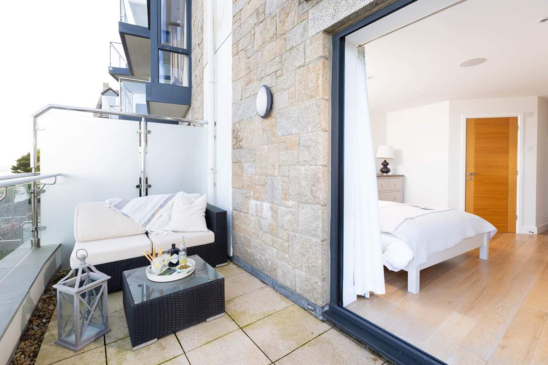 A sweet seating area on the terrace outside bedroom 1.