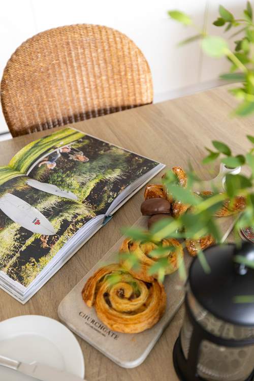 Share coffee and pastries and plan your day's adventures.