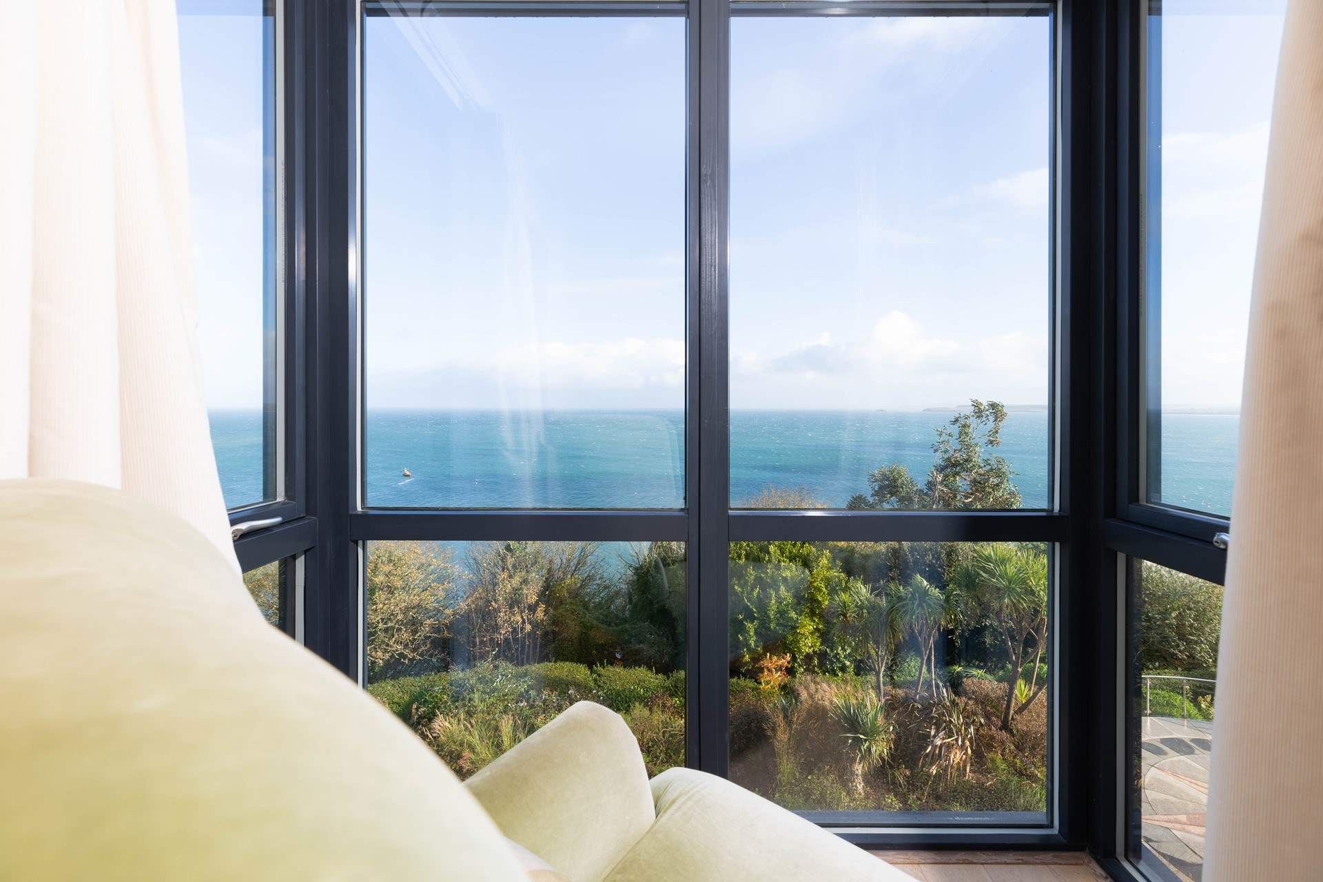 An exceptional view of the azure blue water from Bedroom 1.