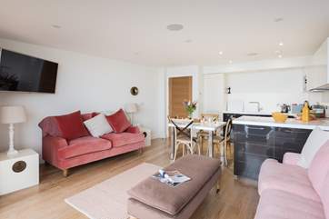 The open plan living-area is very stylish.