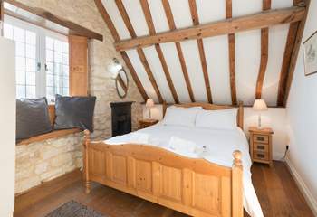 This is the double bedroom which has views to the front of the cottage and across the valley.