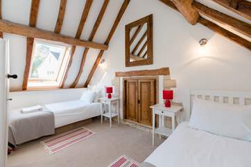 This is the twin room - equally pretty with its beamed ceiling.
