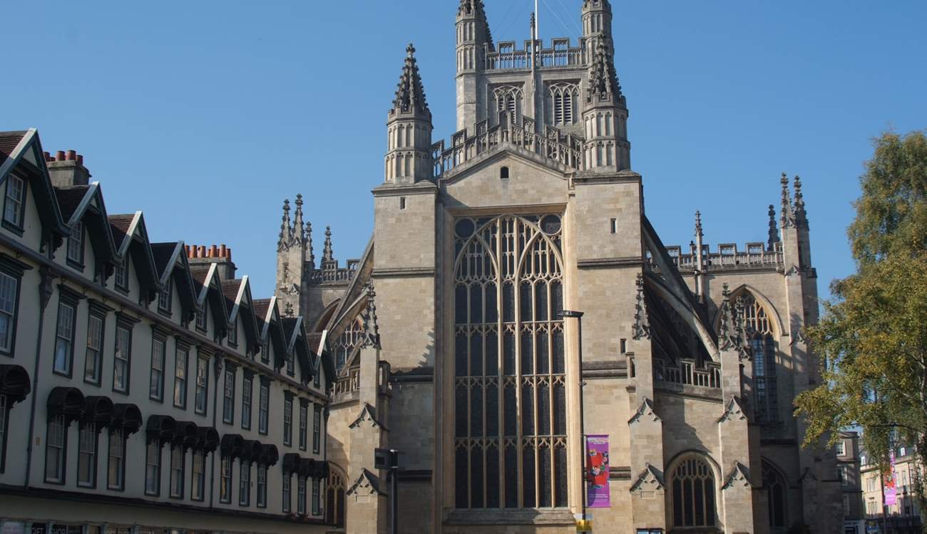 The incredible Abbey at the heart of Bath, next to the famous Roman Baths.