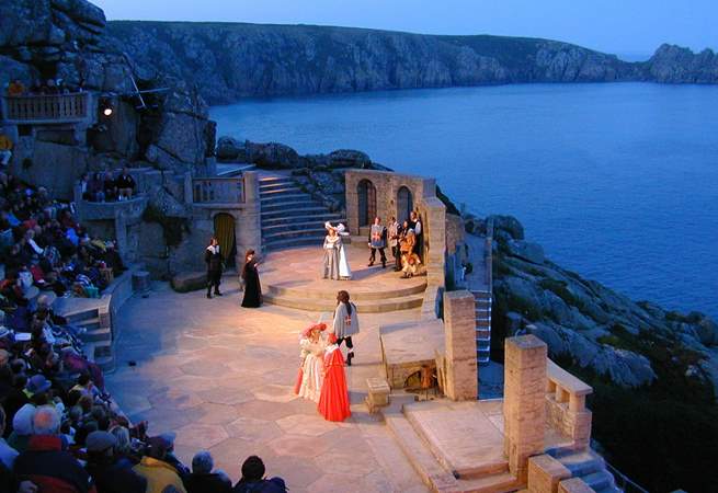 An evening performance at the nearby Minack Theatre.