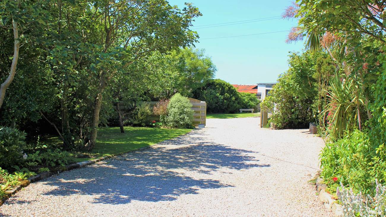 The impressive driveway leading to Mackerel Sky - your holiday starts here!