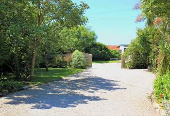 The impressive driveway leading to Mackerel Sky - your holiday starts here!