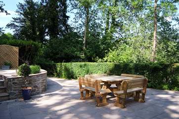 This is the lovely terrace at the front of the house. Steps come down to the left-hand side from the parking-area. You are not overlooked by any other property.
