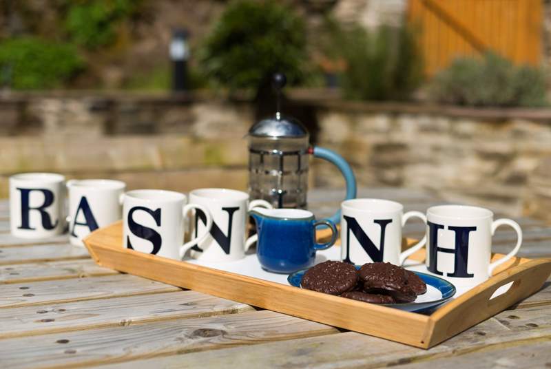 Fresh coffee and chocolate biscuits - what a place to sit outside before going out for the day.