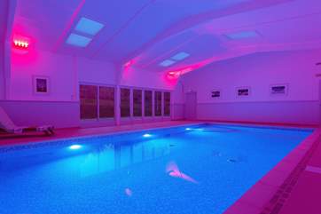 ....colour changing lights in the pool house give a spectacular effect.