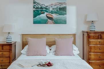Relaxing shades compliment the room.