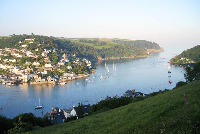 Taken from above Dartmouth this is a view of the River Dart as it flows out to sea.