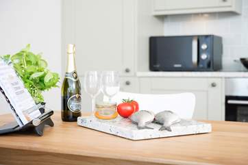 Dinner at the hotel, a meal delivered to your door from the hotel restaurant or cooking at home with that view, the choice is yours.