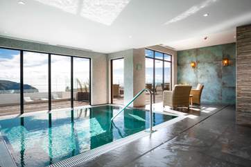 The pool has fabulous sea views.