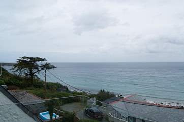 Looking out from the balcony, the property sits on a quiet no through road.