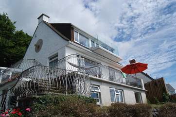 Anchors Rest is a ground floor apartment in this three-storey house overlooking the bay.