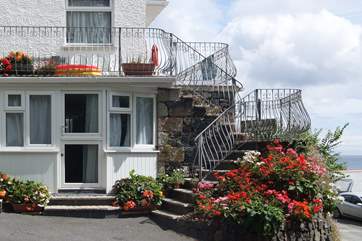 Follow the steps to the level above. Whilst the balcony is shared, it is not often used by the owners.
