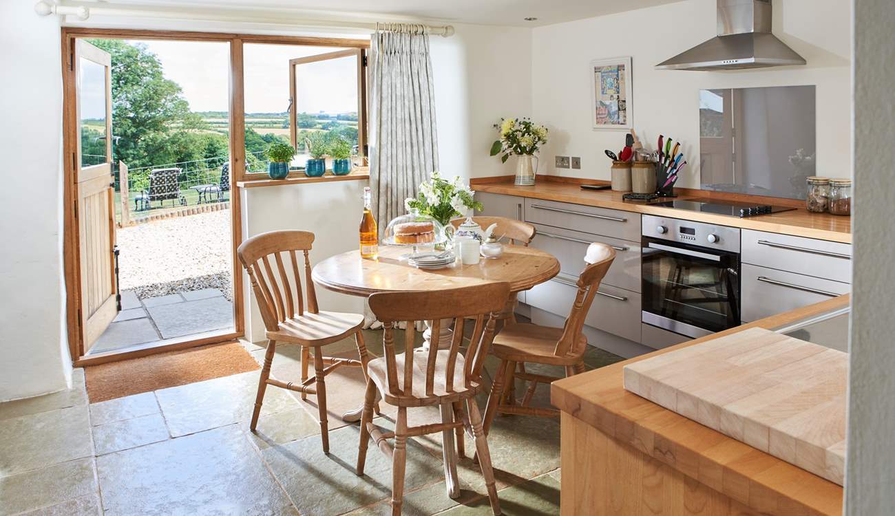 Enjoy a relaxing meal with stunning countryside views.