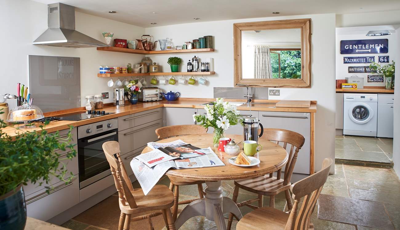 The contemporary kitchen/dining-room not only suits the cottage perfectly, but has everything you need to enjoy your holiday here, with plenty of worktop space too.