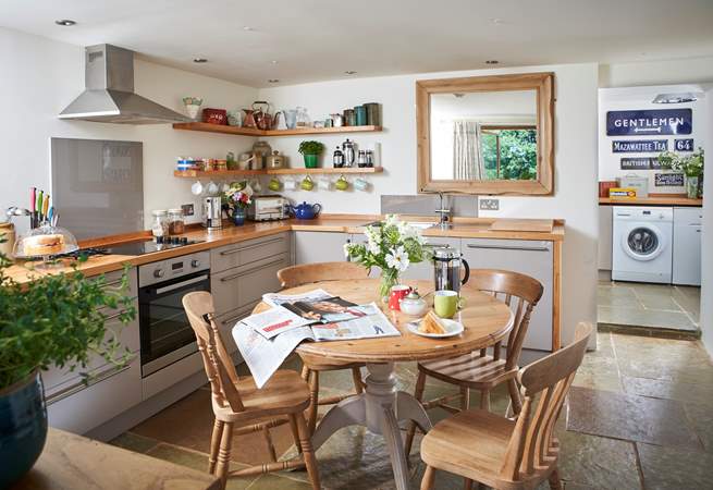 The contemporary kitchen/dining-room not only suits the cottage perfectly, but has everything you need to enjoy your holiday here, with plenty of worktop space too.