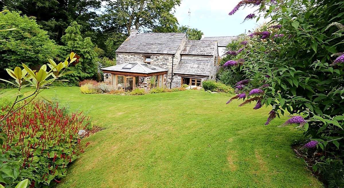 Looking back at the cottage from the very spacious garden.