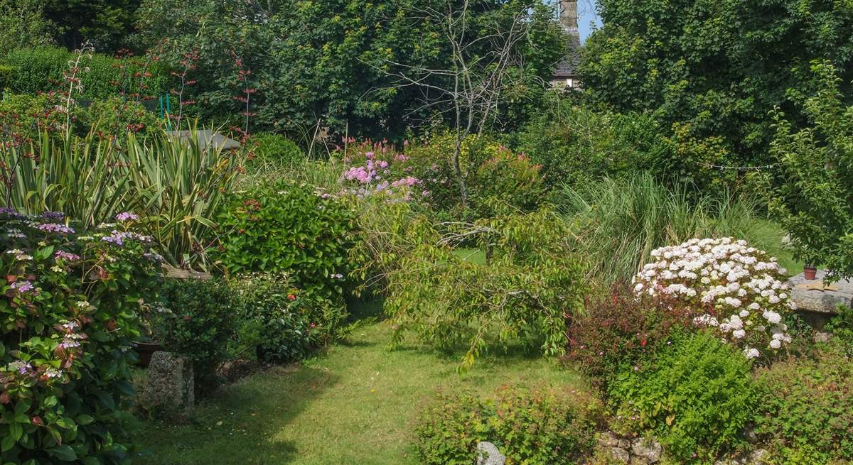 The view down the steps to the pretty garden, which is shared with the lovely owner who lives next door. 