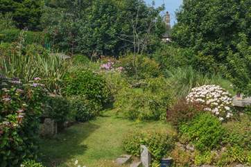 The view down the steps to the lovely garden, which is shared with the lovely owner who lives next door.