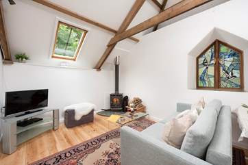 Light up the wood burner on cooler evenings.