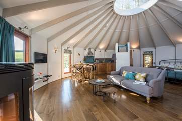 A comfy sofa to snuggle up on infront of the cosy wood-burner.