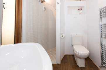 This shower-room includes a WC and wash-basin.