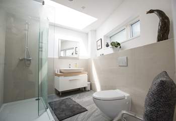 The shower-room is light and bright.