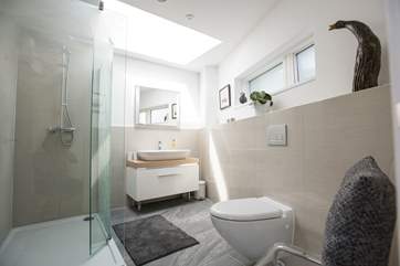 The shower-room is light and bright.