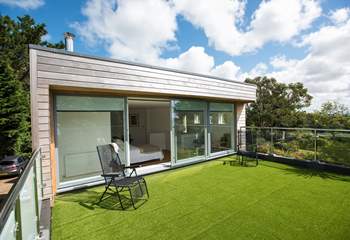 The view across the balcony to the bedroom.