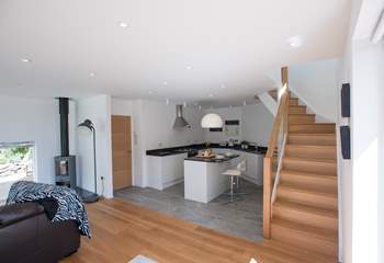 The light and bright space is open plan.