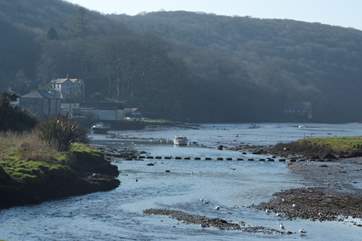 Looking down river from the ancient stone bridge in the village.