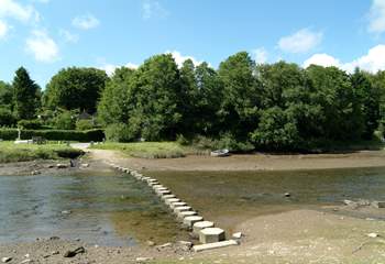 Stepping stones across the river at low tide.
