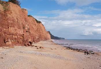 Facing east along the stunning Jurassic Coast towards Dorset, taken from the end of the promenade at Sidmouth.