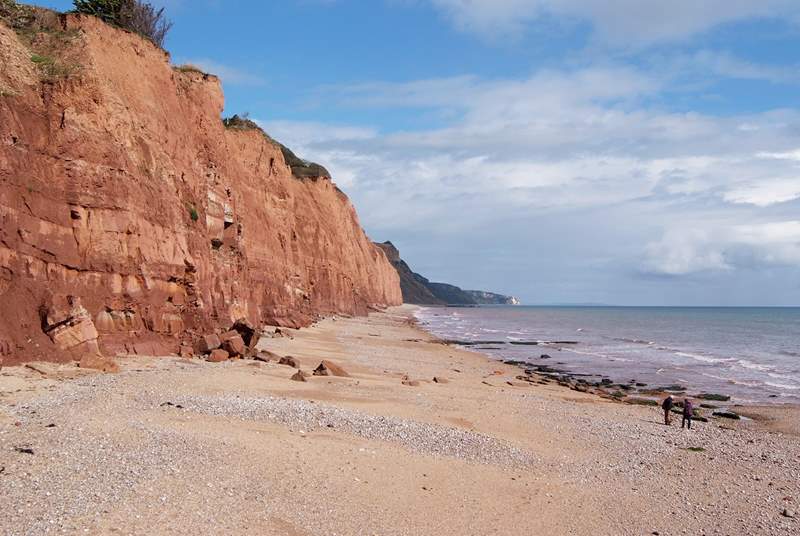 Facing east along the stunning Jurassic Coast towards Dorset, taken from the end of the promenade at Sidmouth.