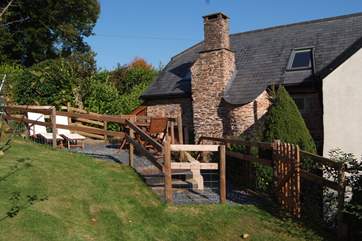 This is the west facing side of the cottage where the patio and garden are.