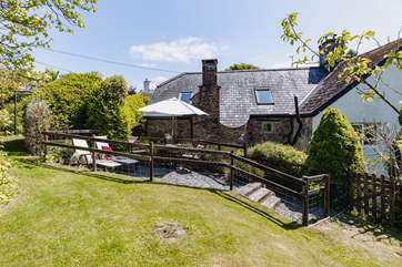 This is the west facing side of the cottage where the patio and garden are.