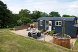 Otter's Holt with its wood-fired hot tub, pizza oven and patio-area with fabulous countryside views.