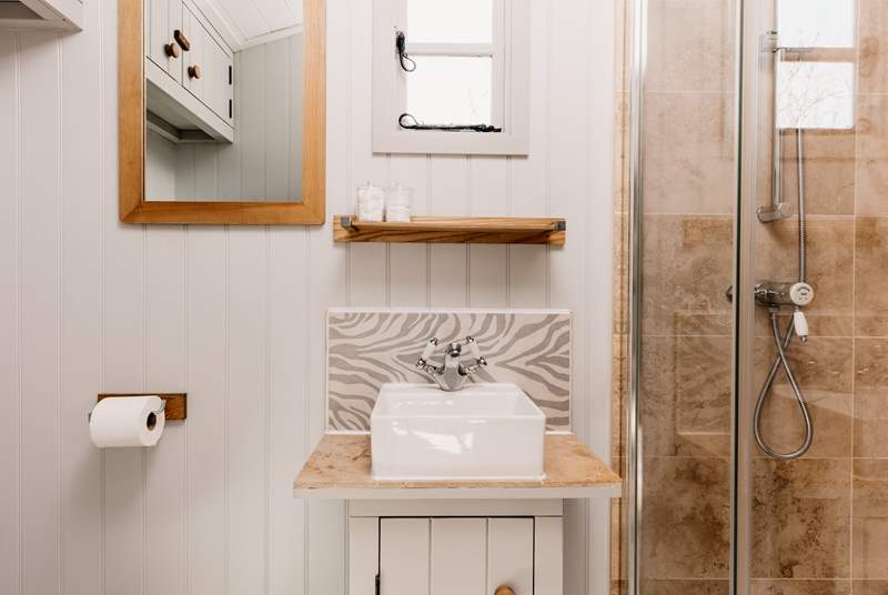 The shower-room is beautifully presented, perfect for freshening up after a countryside ramble. 