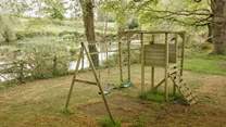 A short walk away, children can enjoy the swings by the lake. (Please note this area is shared with the other hideaway on site. 