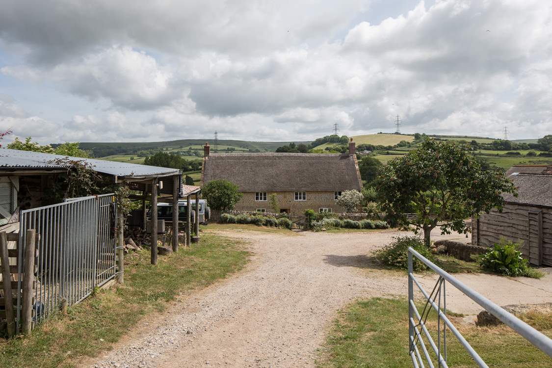 This delighful farmyard has far-reaching views, the helpful owners live in the farmhouse in the middle  of the photo.