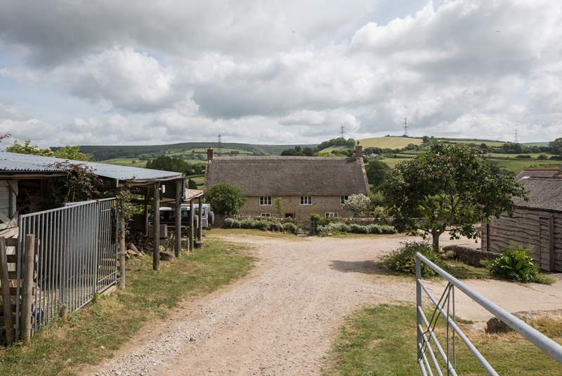This delighful farmyard has far-reaching views, the helpful owners live in the farmhouse in the middle  of the photo.