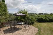 A very tranquil setting for al fresco dining, with views towards Eggardon Hill.